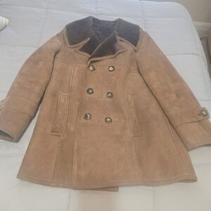 Men's Brown Genuine Handmade Sheepskin Pea Coat